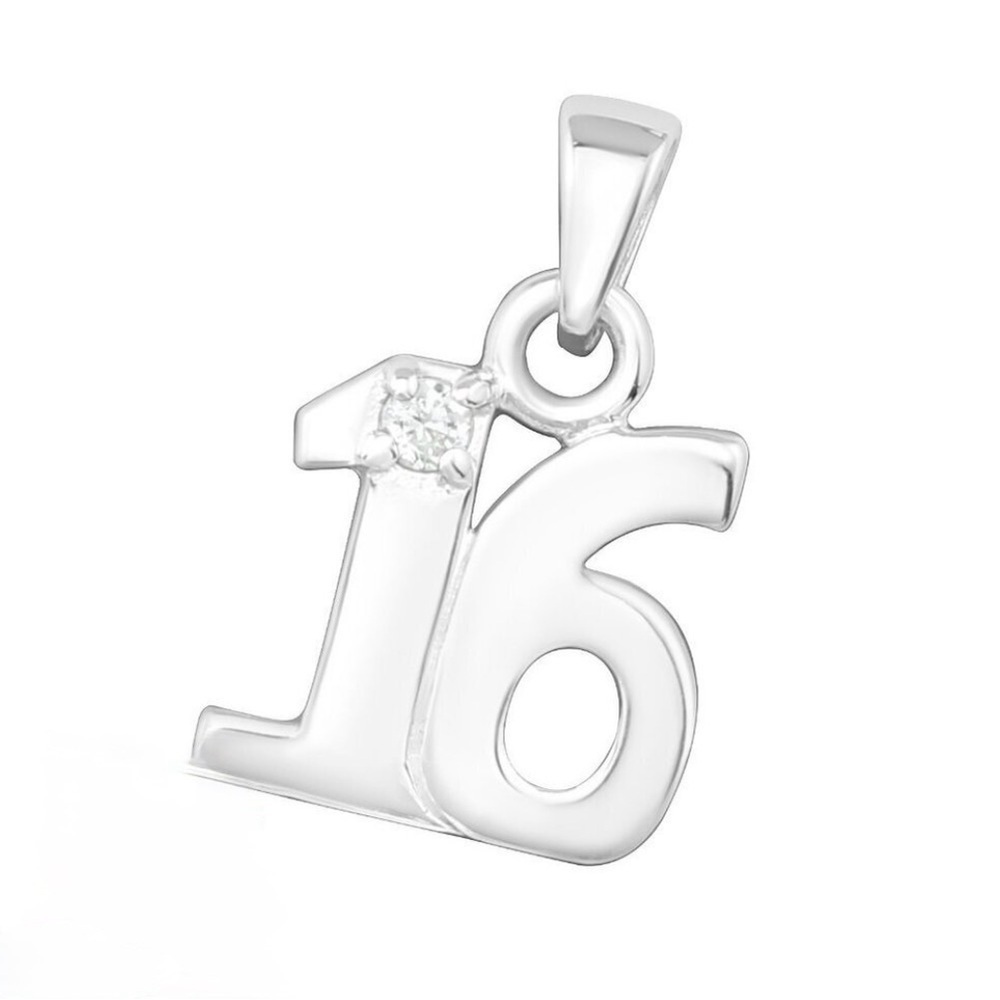 Sterling Silver Number Pendant Sweet 16 Necklace